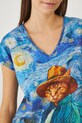 T-shirt bawełniany damski z kolekcji Dzień Kota kolor niebieski RS25.TSD350