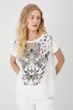 T-shirt bawełniany damski z nadrukiem kolor beżowy RS25.TSD611 beżowy RS25