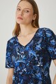 T-shirt bawełniany damski z elastanem wzorzysty kolor czarny z elastanem czarny RS25.TSD706