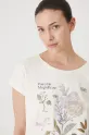 T-shirt bawełniany damski z elastanem z aplikacją kolor beżowy beżowy RS25.TSD905