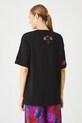 Odzież T-shirt bawełniany damski z nadrukiem i aplikacją kolor czarny RS25.TSDA04 czarny