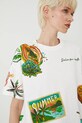 T-shirt bawełniany damski z nadrukiem i haftem kolor biały RS25.TSDB06 biały