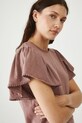 T-shirt bawełniany damski z ozdobną aplikacją kolor różowy beżowy RS25.TSDB19
