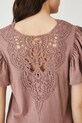 T-shirt bawełniany damski z ozdobną aplikacją kolor różowy RS25.TSDB19 beżowy