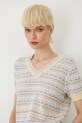 T-shirt bawełniany damski ażurowy kolor multicolor multicolor RS25.TSDB22