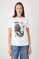 T-shirt bawełniany damski z elastanem z nadrukiem kolor biały biały RS25.TSDC06
