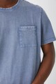 T-shirt bawełniany męski z efektem sprania kolor niebieski RS25.TSM042 niebieski