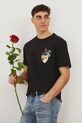 T-shirt bawełniany męski z elastanem by Magda Kubiak – Dziki Las kolor czarny RS25.TSM284