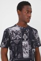 T-shirt bawełniany męski z elastanem wzorzysty kolor czarny czarny RS25.TSM407