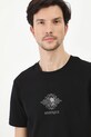 Bavlnené tričko pánske s elastanom a potlačou čierna farba čierna RS25.TSM413
