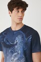 T-shirt bawełniany męski z elastanem wzorzysty kolor niebieski niebieski RS25.TSM910