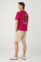 T-shirt bawełniany męski z nadrukiem i haftem okrągły czerwony RS25.TSMA13