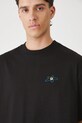 T-shirt bawełniany męski z nadrukiem i haftem czarny RS25.TSMA13