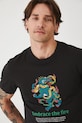 T-shirt bawełniany męski z elastanem z nadrukiem kolor czarny czarny RS25.TSMA16