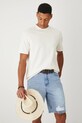 T-shirt bawełniany męski z elastanem prążkowany kolor beżowy beżowy RS25.TSMB05