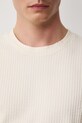 T-shirt bawełniany męski z elastanem prążkowany kolor beżowy RS25.TSMB05 beżowy