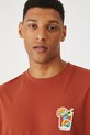 T-shirt bawełniany męski z ozdobną aplikacją kolor pomarańczowy pomarańczowy RS25.TSMB23