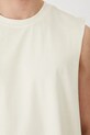 T-shirt bawełniany męski bez rękawów z efektem sprania kolor beżowy RS25.TTM091 beżowy