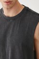T-shirt bawełniany męski bez rękawów z efektem sprania kolor czarny RS25.TTM091 czarny