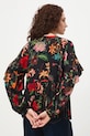Bluzka damska z wiskozy wzorzysta czarny RS26-BDD420