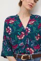 Bluzka damska z wiskozy w kwiaty turkusowy RS26-BKD030