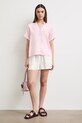 Bluzka koszulowa damska lniana gładka RS26-BKD900 różowy RS26