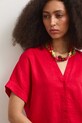 Bluzka koszulowa damska lniana gładka czerwony RS26-BKD900