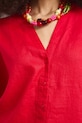 Bluzka koszulowa damska lniana gładka RS26-BKD900 czerwony