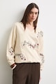 Bluza damska bawełniana roślinna beżowy RS26-BLD900