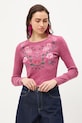 Bavlnené tričko s dlhým rukávom s elastanom vrúbkovaný RS26-BUD420 ružová RS26