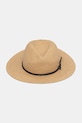 Slamený klobúk pánsky pletený s aplikáciou béžová RS26-CAM732