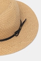 Slamený klobúk pánsky pletený s aplikáciou RS26-CAM732 béžová RS26