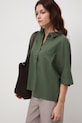 Košeľa dámska s ľanom hladká RS26-KKD700 zelená RS26