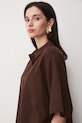 Koszula damska z lnem gładka brązowy RS26-KKD700