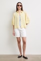 Koszula damska lniana gładka RS26-KKD901 żółty RS26