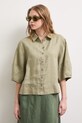 Koszula damska lniana gładka zielony RS26-KKD901