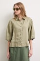 Koszula damska lniana gładka zielony RS26-KKD901