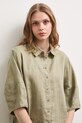 Koszula damska lniana gładka zielony RS26-KKD901