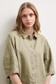 Koszula damska lniana gładka zielony RS26-KKD901