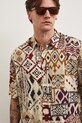 Koszula męska z wiskozy multicolor RS26-KKM802