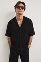 Koszula męska z lnem RS26-KKM821 czarny RS26