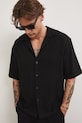 Koszula męska z lnem czarny RS26-KKM821
