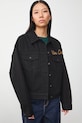 Kurtka jeansowa bawełniana z okazji Dnia Kota RS26-KUD350 czarny RS26