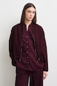Bunda bomber dámska s ľanom hladká burgundské RS26-KUD900