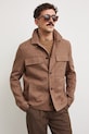 Kurtka koszulowa męska z lnem RS26-KUM910 brązowy RS26