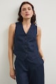 Odzież Kamizelka jednorzędowa damska lniana RS26-KZD801 granatowy