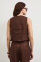 Odzież Kamizelka jednorzędowa damska lniana RS26-KZD801 brązowy