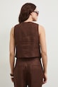 Odzież Kamizelka jednorzędowa damska lniana RS26-KZD801 brązowy