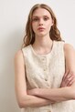 Jednořadá vesta dámská s příměsí lnu béžová RS26-KZD901
