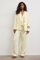 Marynarka jednorzędowa damska lniana gładka RS26-MKD800 żółty RS26